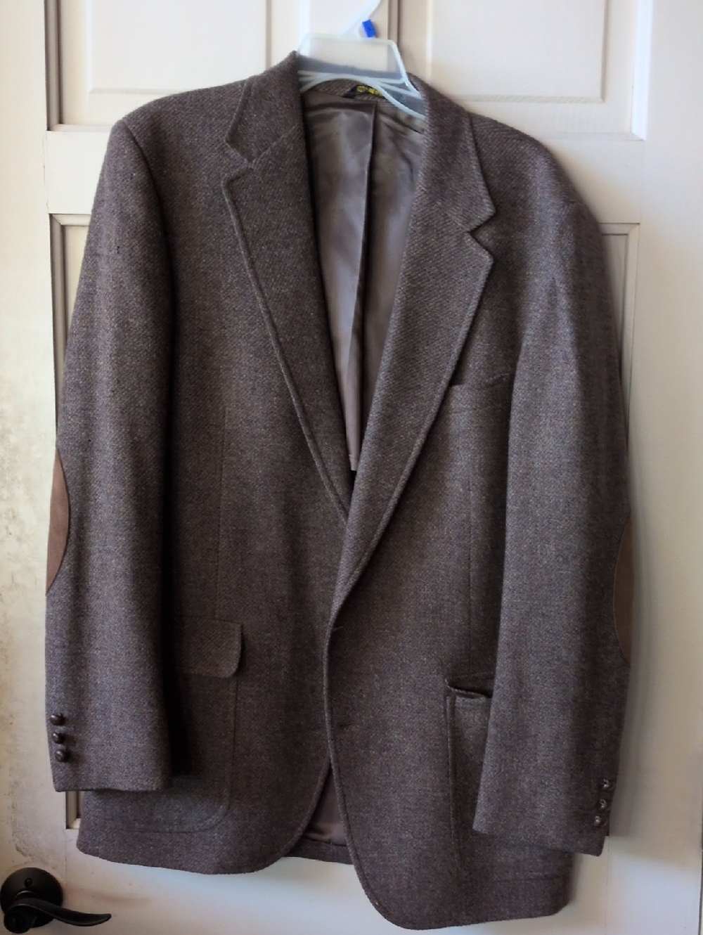 100% Wool Men's Brown Tweed Sport Coat with Elbow Patches
